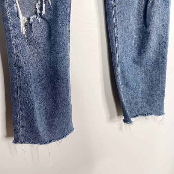 Wild Fable Women 6 High Rise Straight Ankle Jeans Ripped Button Fly Denim Cotton - Picture 6 of 13